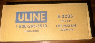 ULine S-3203 10  X 14  1 Mil Poly Lay Flat Bags 1,000 Count 