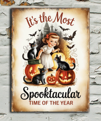 Spooktacular Vintage Look Halloween Blechschild Plakette, Bar Mancave Pub