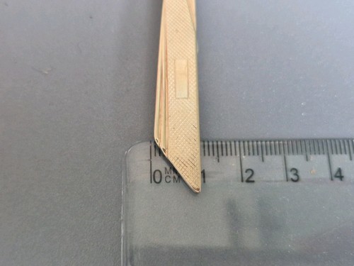 Vintage 9ct Gold On Sterling Silver Tie Slide Clip Bar - Picture 5 of 8