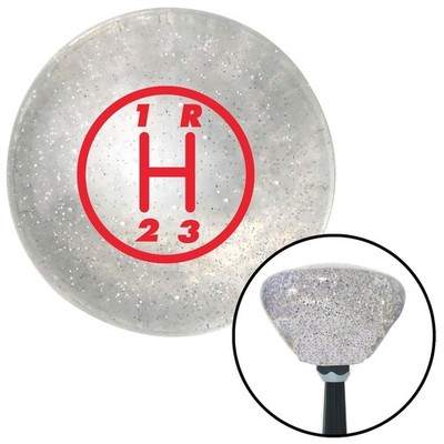 Red 3 Speed Shift Pattern - 3RUR Clear Retro Metal Flake Shift Knob M16x1.5 Auto