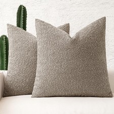 MIULEE 20x20 Decorative Pillow Covers Set of 2 Textured Boucle Couch Bed Light T
