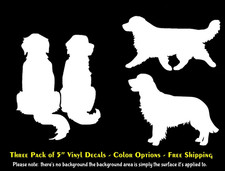 Golden Retriever 3 PK of 5" White or Black Vinyl Decals Windows Car Laptop