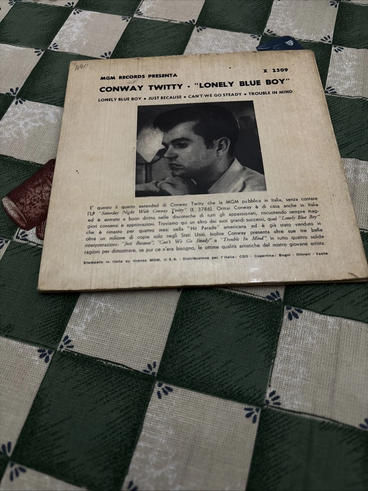 Conway Twitty EP LONELY BLUE BOY 7" 45 ITA M/M - Imagen 2 de 4