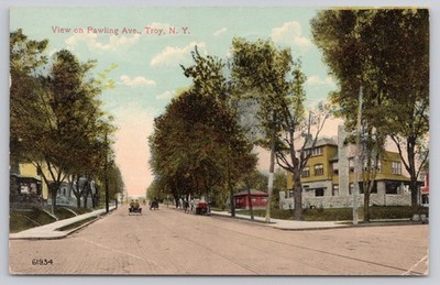 View on Pawling Avenue Troy New York Street Scene Antique Postcard 1917