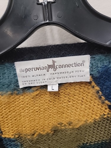 Vintage Peruvian Connection Abstract Multicolor Cardigan L 100% Alpaca - Picture 2 of 7