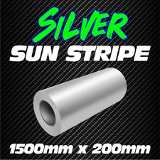 SILVER Car Sun Stripe Windscreen Universal 8" Vinyl Strip Visor Sticker