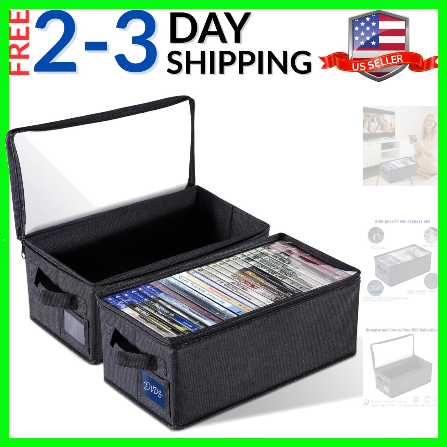 DVD Storage Box with Clear Window - 15.75" Foldable Media Or