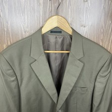 Andrew Fezza Blazer Jacket Mens 44R Olive Green Solid Polyester Double Vented