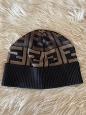 Fendi Brown Monogram Wool Beanie Hat Gently Used