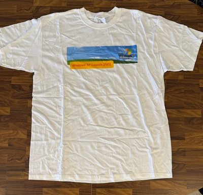 Vintage Microsoft Windows XP Launch 2001 T-shirt Size XL Y2K Computer Promo