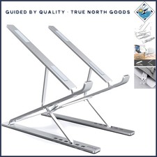 High-Quality Adjustable Laptop Stand - Silver Aluminum for Home  Office Use