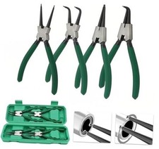 7" Snap Ring Pliers Set, 4Pcs Internal/External Circlip Pliers with
