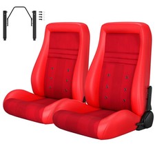 2pcs Obs Style Seats Suede Pvc Classic Low Back Bucket Seats W Sliders Universal