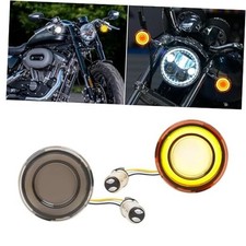 Motorcycle 1157 Led Turn Signal Lights 1157 Yellow/White Smoke lens/Front 