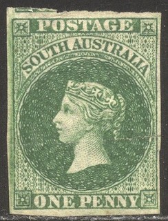 SOUTH AUSTRALIA #1 RARE Unused 1855 1p Green ($12 500)