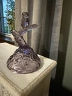 VTG Fenton Handmade Purple amethyst Glass Owl On Branch Ring Holder Made In US