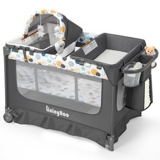 5-in-1 Pack and Play, Portable Playpen with Mat, Pack and Play with Bassinet,...