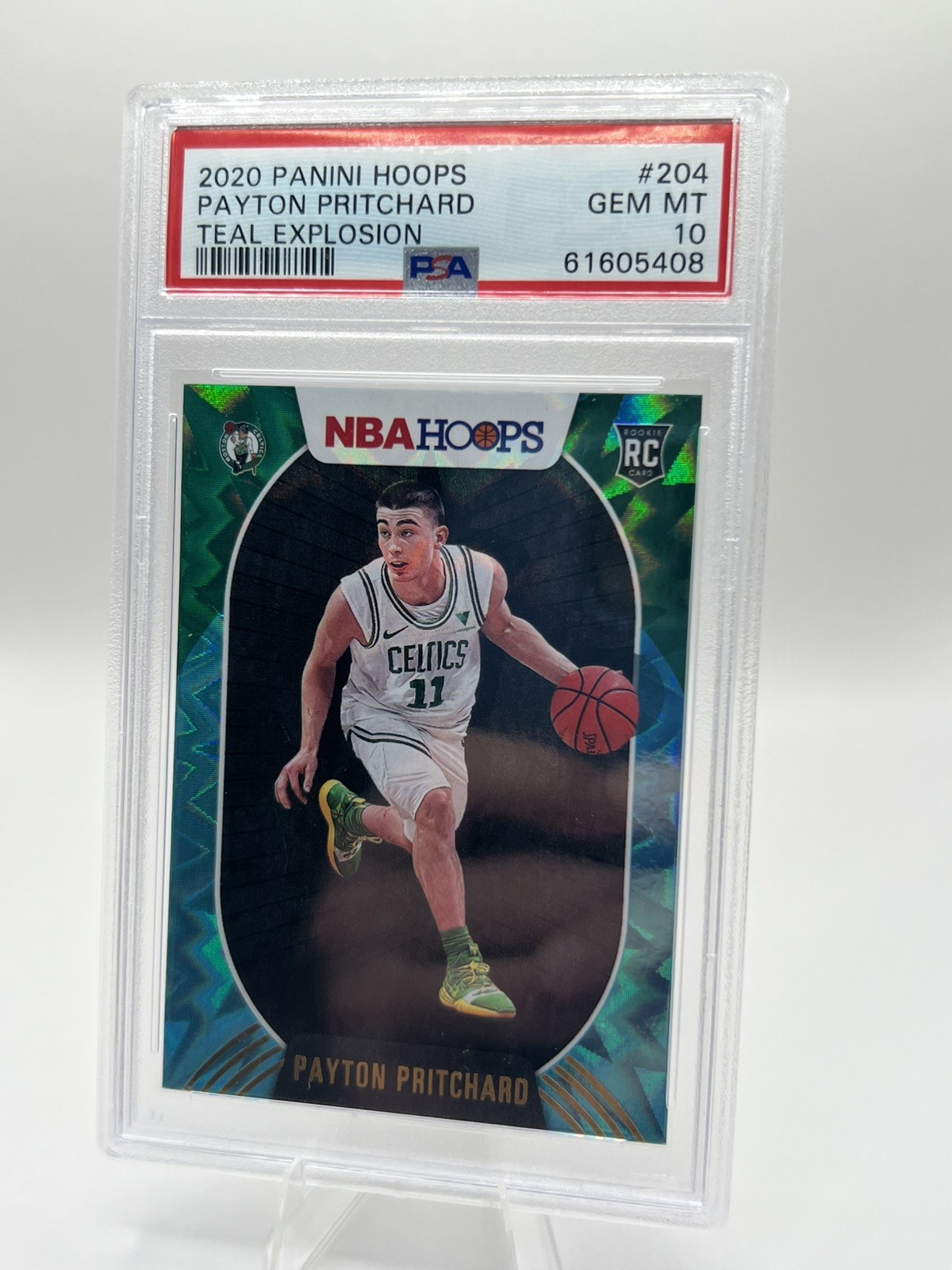 2020-21 Panini NBA Hoops - Payton Pritchard Teal Explosion #204 RC PSA 10