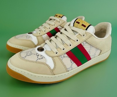 Gucci Screener Ace Women's GG Sylvie Web Enamel Logo Supreme Sneakers EU 41