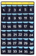 Numbered Pocket Chart Over Door Hanging Classroom Organizer for Cell Phones C...