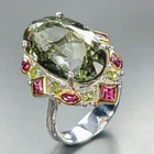 30 ct jewelry Natural Green Amethyst Ring 925 Sterling Silver Size 8 /R465593