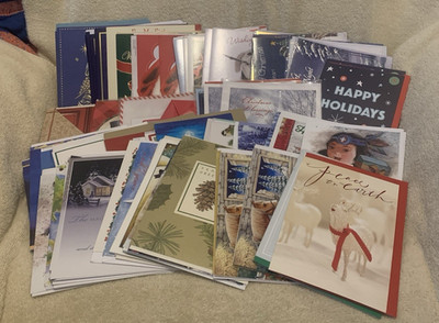 92 Pc Assorted Brands & Sizes CHRISTMAS CARDS w/ENVELOPES Lot #51 3LBS - Unused