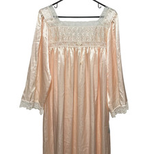 VINTAGE CHRISTIAN DIOR PINK SATIN LACE NIGHTGOWN - SIZE LARGE
