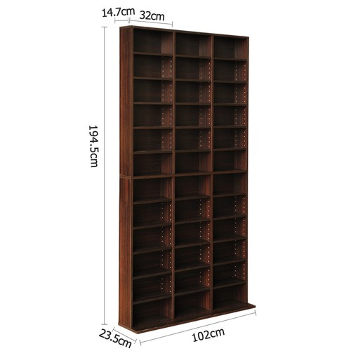 Artiss Bookshelf Display Shelves CD DVD Storage Rack Stand Bookcase Walnut BERT - Picture 3 of 8