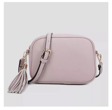 Women Faux Leather Tassel Handbag Ladies Cross Body Shoulder Zip Camera Bag