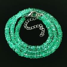 Collier émeraude naturelle 4 perles rondes en béryl facettes de 5 mm 20 pouce...
