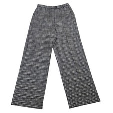Vtg Y2K Talbots 100 Wool Black White Chevron Tweed Wide Leg Dress Pants Sz 10