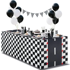 6FT Race Car Tablecloth Racing Birthday Party Decoration for Cars Birthday De...