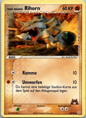 Pokémon Rihorn 68/95 EX Team Magma vs Team Aqua 2005 Deutsch
