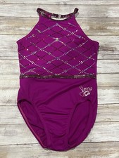 GK Elite Girls AM Adult Medium Purple Simone High Neck Leotard