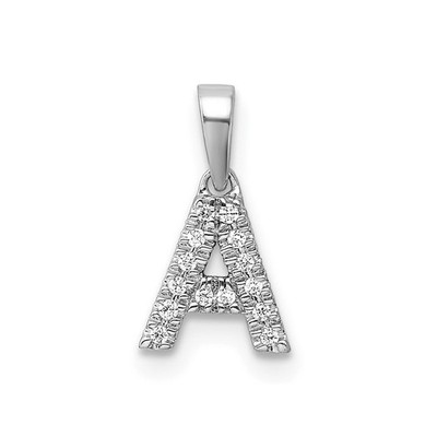14K Weißgold Diamant Buchstabe A Initiale mit Kaution Anhänger