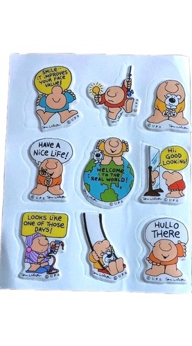 Unused Vintage ZIGGY Sheet of 9 Puffy Stickers UPS Tom Wilson Have A Nice Life