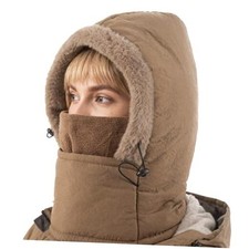 Balaclava Fleece Ski Mask for Men Women with Face Cover, Water Repellent Brown