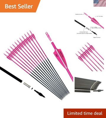 Bright Fluorescein Pink Carbon Arrows - 30-Inch Pack of 12 for Hunters & Archers