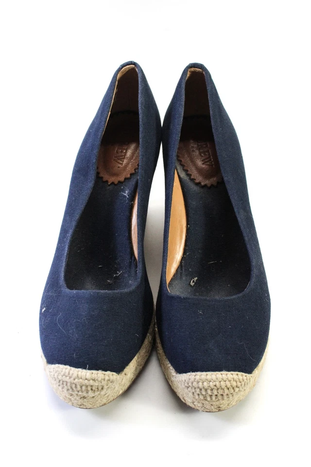 J Crew 女式海军蓝帆布鞋厚底楔形高跟鞋 7 码 — 第 2/4 张图片