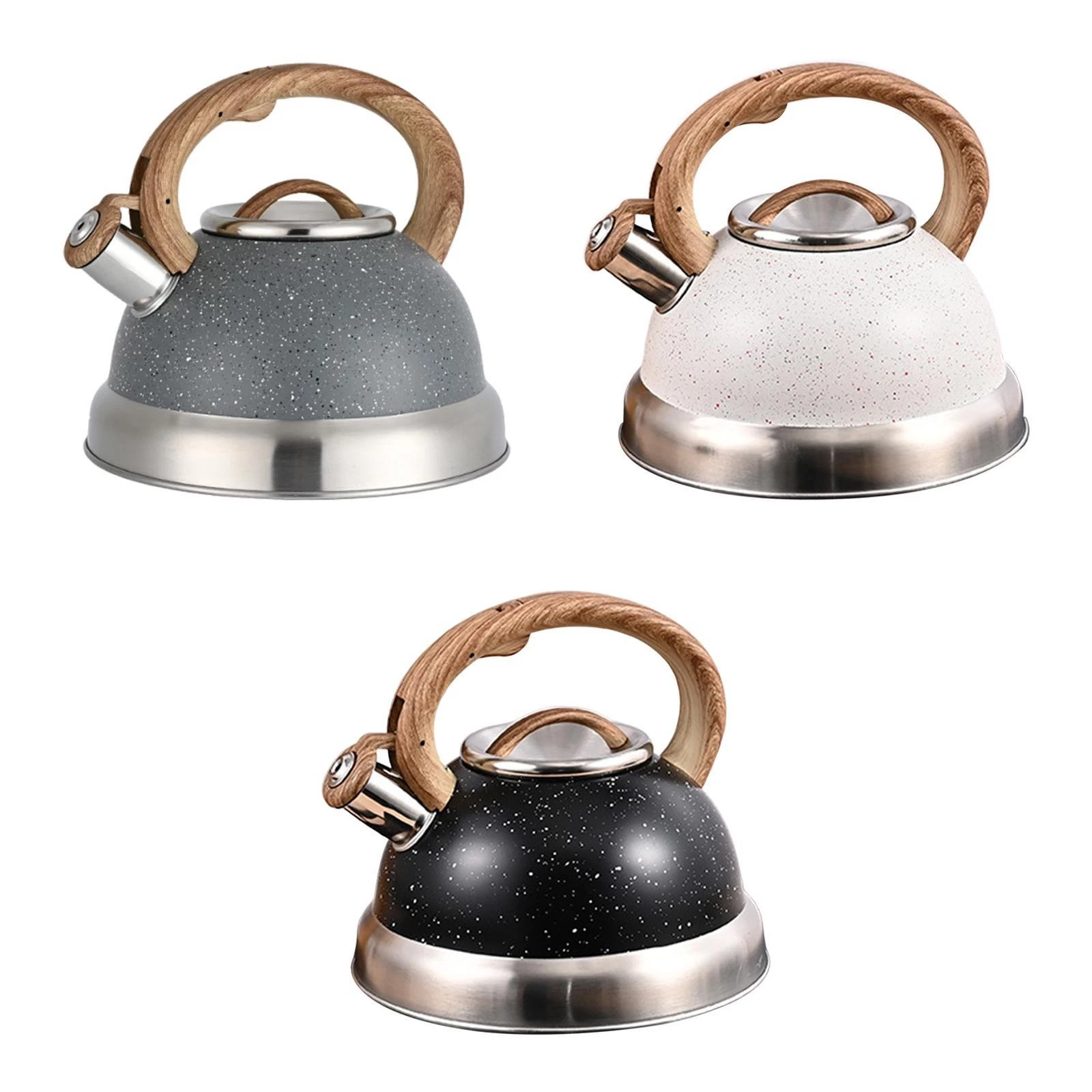 Whistling Kettle Stainless Steel Wood Handle Houseware for Electric Cooktop