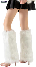 Women Plush Faux Fur Leg Covers Warmers Furry Shoes Boot Cuffs Fluffy Warm Soft