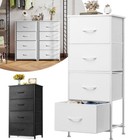 Chest of Drawers 4 Fabric Drawer Bedroom Storage Cabinet Bedside Organizer Unit