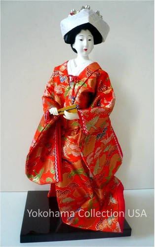 Japanese OYAMA Doll 13" H Bride Wedding Red Kinran Brocade Kimono/Made in Japan  - Picture 2 of 10