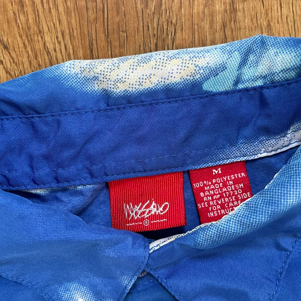 Mossimo Blue Festival Hawaiian Button Up Floral Shirt Vintage Camp Aloha size M - Image 3 of 4