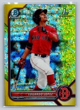 2022 Bowman Chrome 1st Prospects Eduardo Lopez Yellow Diamond Refractor /75