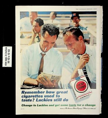 1961 Luckies Lucky Strike Cigarette at Race Track Vintage Print Ad 21470