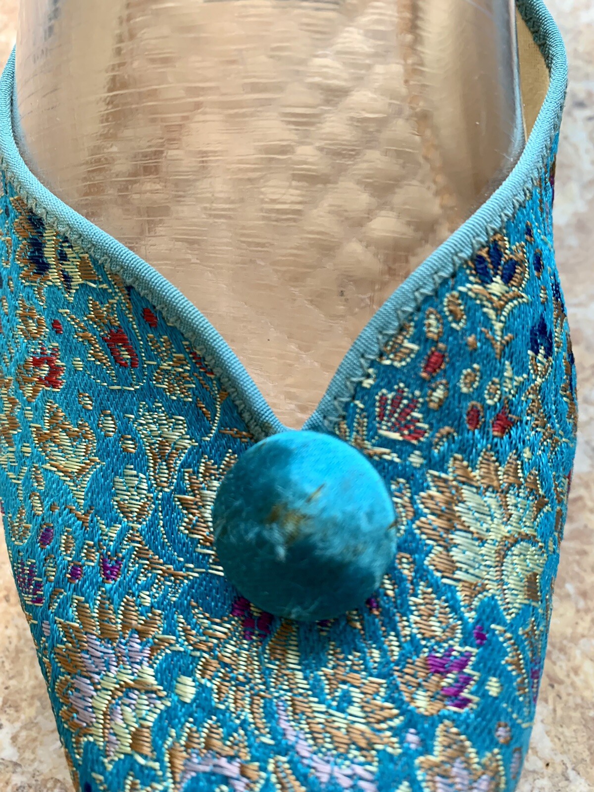 PANTOFOLA D’ORO Pantofole slip on donna vintage Daniel verde turchese rosso oro metallizzato taglia 5