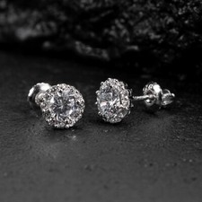 HEEYA Pendientes De Tuerca De Plata De Ley 925 Con Cristal