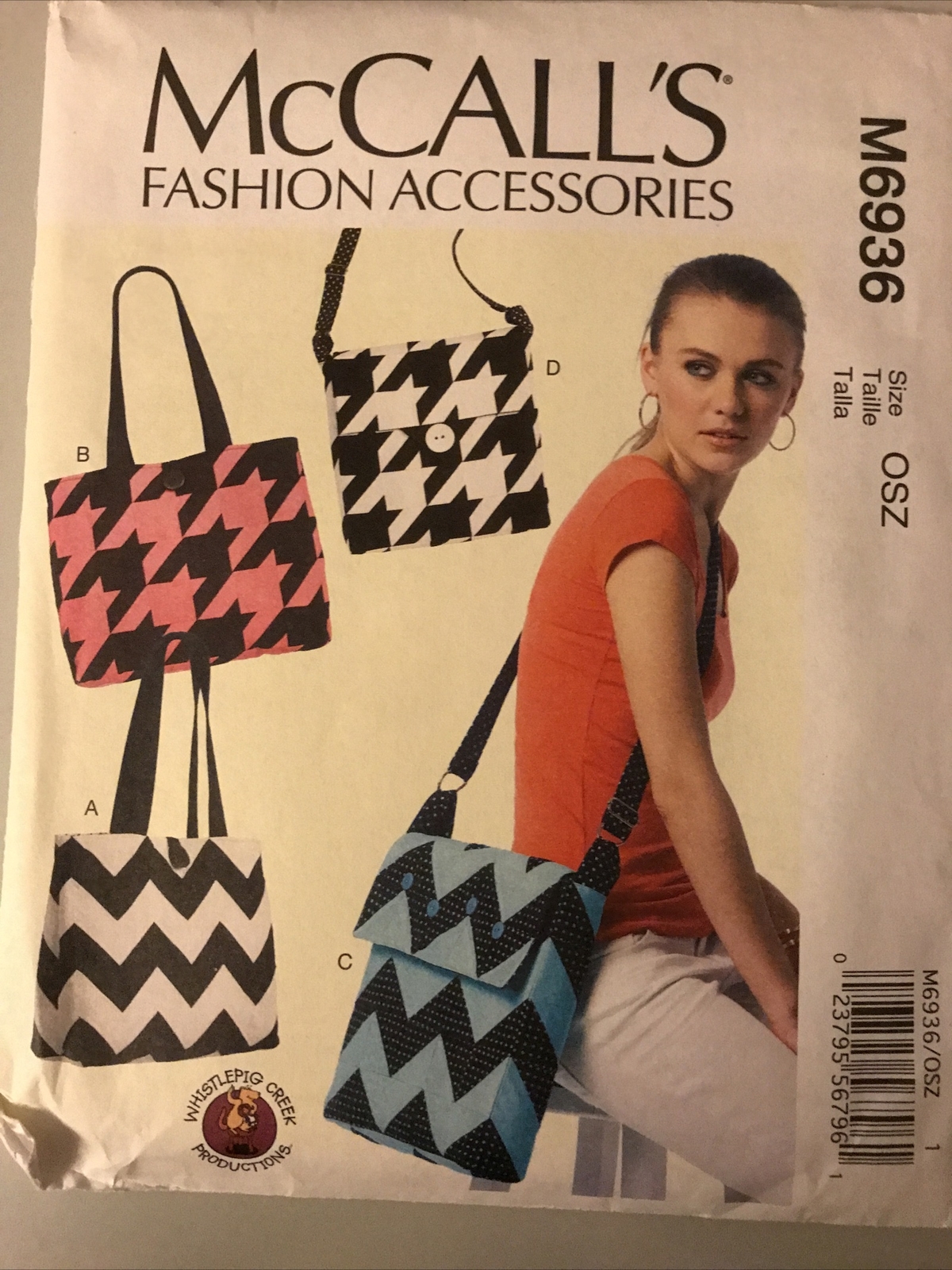 McCalls 6936 Uncut FF Purse Book Bag Whistlepig Creek Sewing Pattern ...