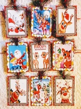 Christmas Rudolph Reindeer~(9) Gift Hang Tags~Party~Scrapbook~Children Gift~416R